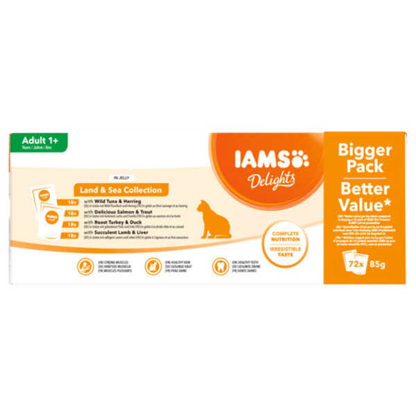 Iams Delights In Jelly - Multipack 72x85 g Tonijn|Forel|Kalkoen