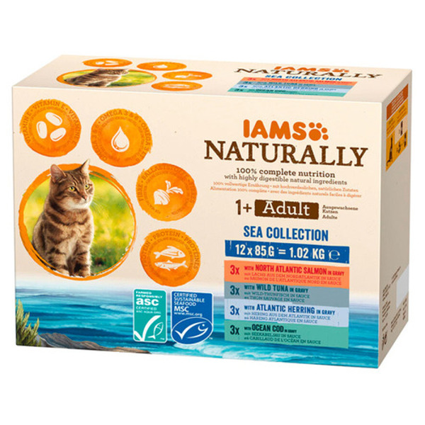 Iams Naturally Adult Sea Collection - Multipack 12x85 g Vis