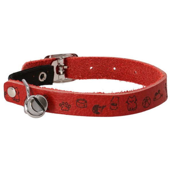 Poezenbandje met print Rood 30x1,4 cm