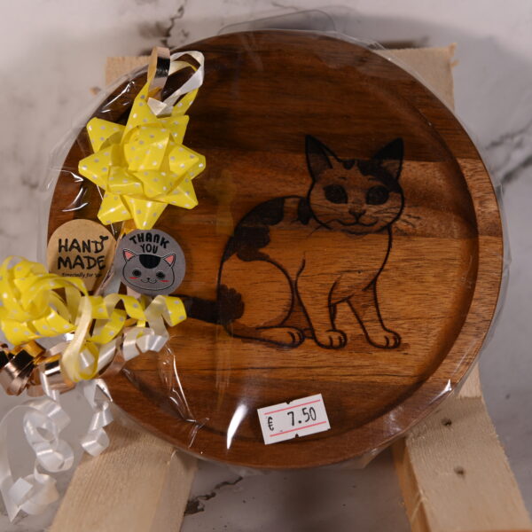 Uniek houten dienblad met katten gravure | Optioneel met 2 amberblokjes & rasp🐱✨