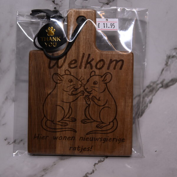 Houten tapasplankje gegraveerd, Ratjes