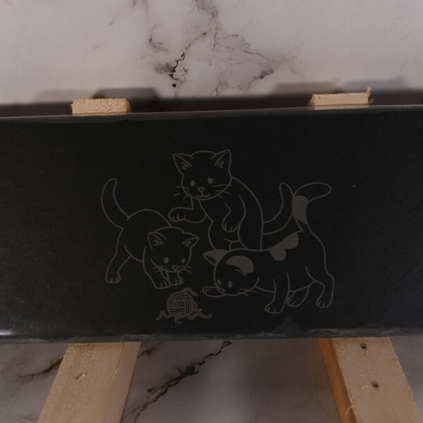 Leisteen Plaat met Gravure – 28 x 11 cm - Poesjes