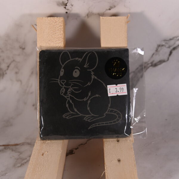 Leisteen Onderzetter met Gravure – 10 x 10 cm - Lief ratje