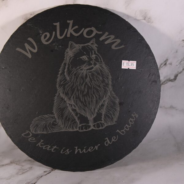 Ronde Leisteen Plaat met Gravure – Ø 25 cm - Main Coon