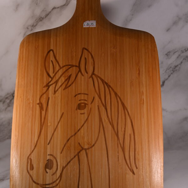 Bamboe Snij- en Serveerplank met Gravure – 46 x 23 cm - Paard